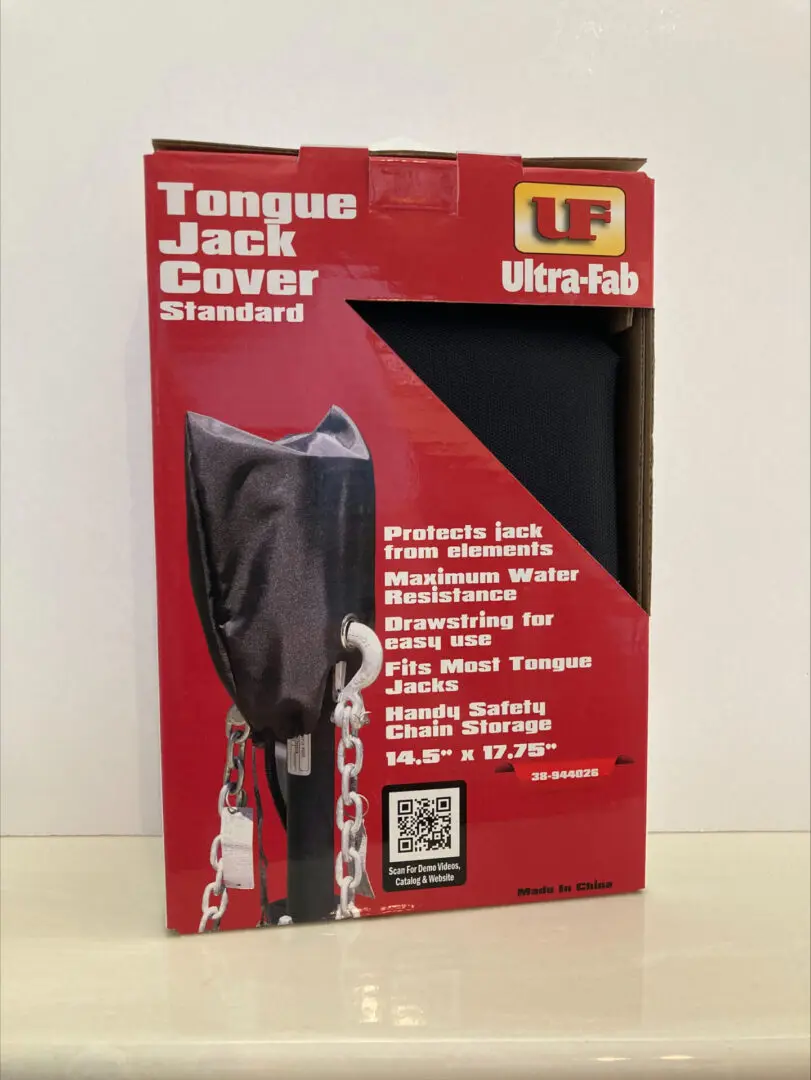 Standard Tongue jack cover in a red box